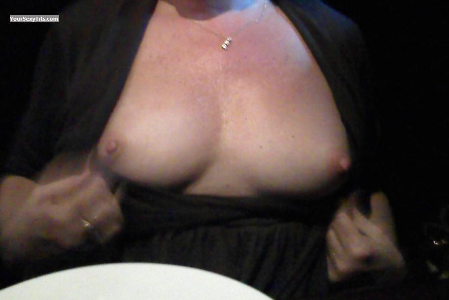 Tit Flash: Small Tits - Out For Dinner from United States